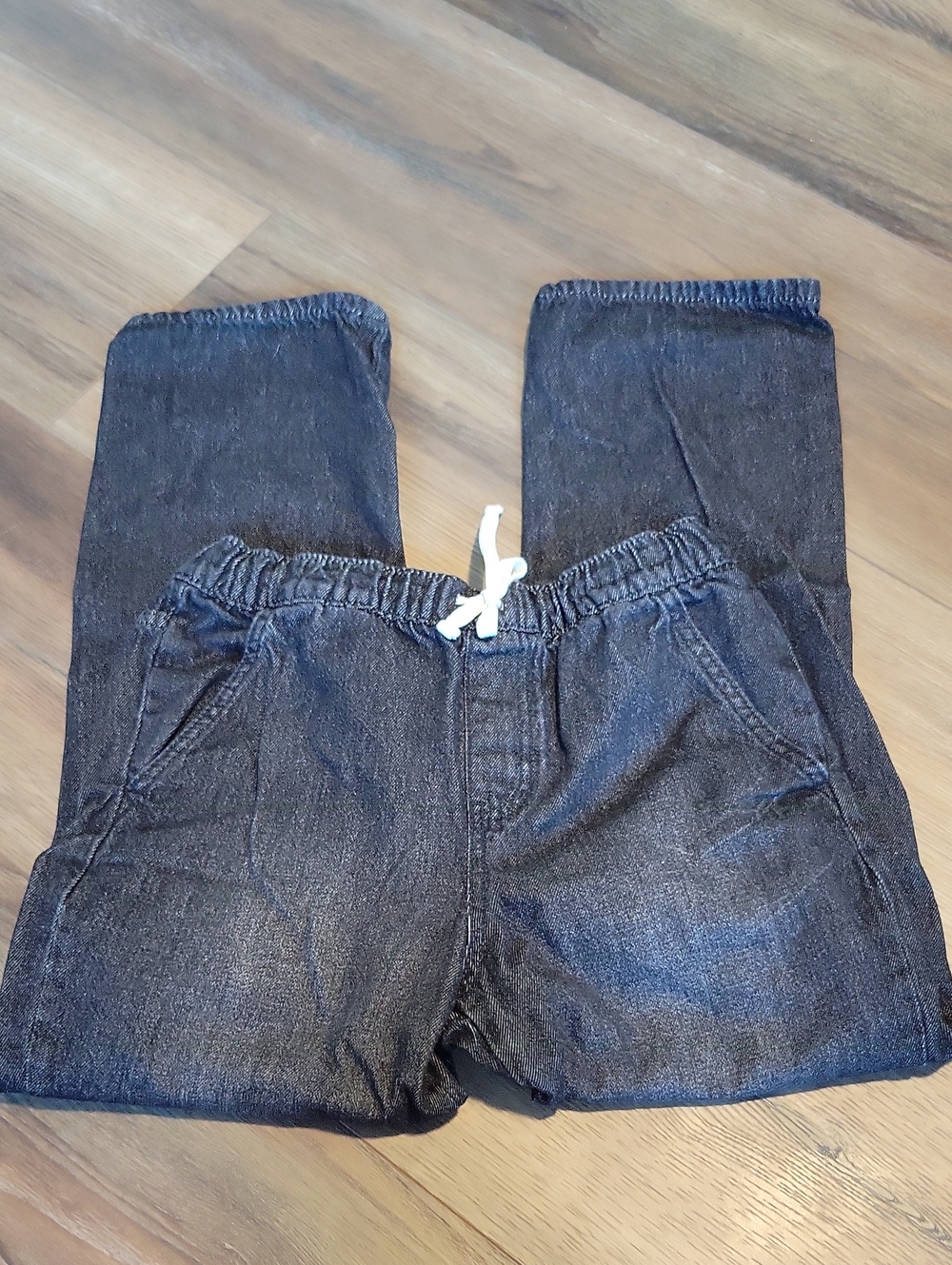 Cat & Jack Dark Blue Denim Jogger Pants with White Drawstring